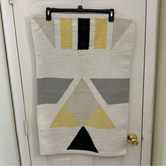 Quiet Town Mendocino Hesse Yellow Cotton Bath Rug Mat Yellow Geometric MCM - Picture 1 of 5